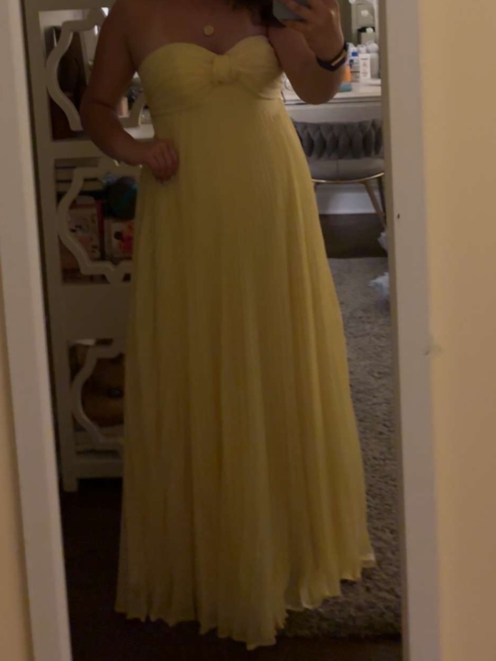 A List Light Yellow Sweetheart Chiffon Prom Dress